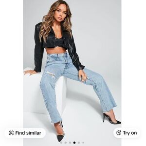 Viral Fashion Nova Topanga 90's Ripped Straight Leg Jeans - Medium Wash